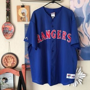 MAJESTIC DIAMOND SERIES TEXAS RANGERS VINTAGE 90s MADE IN USA BASEBALL JERSEY